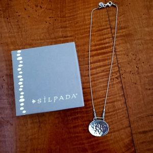 Silpada Necklace with Hammered Pendant, Sterling Silver, 16.5" long
